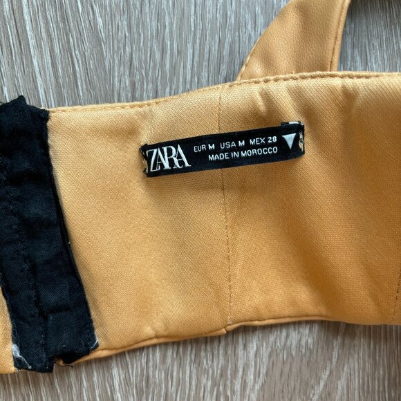 Zara Top Womens Medium Camel Cropped Faux Leather Corset Festival Feminine‎ Edgy - Picture 6 of 6